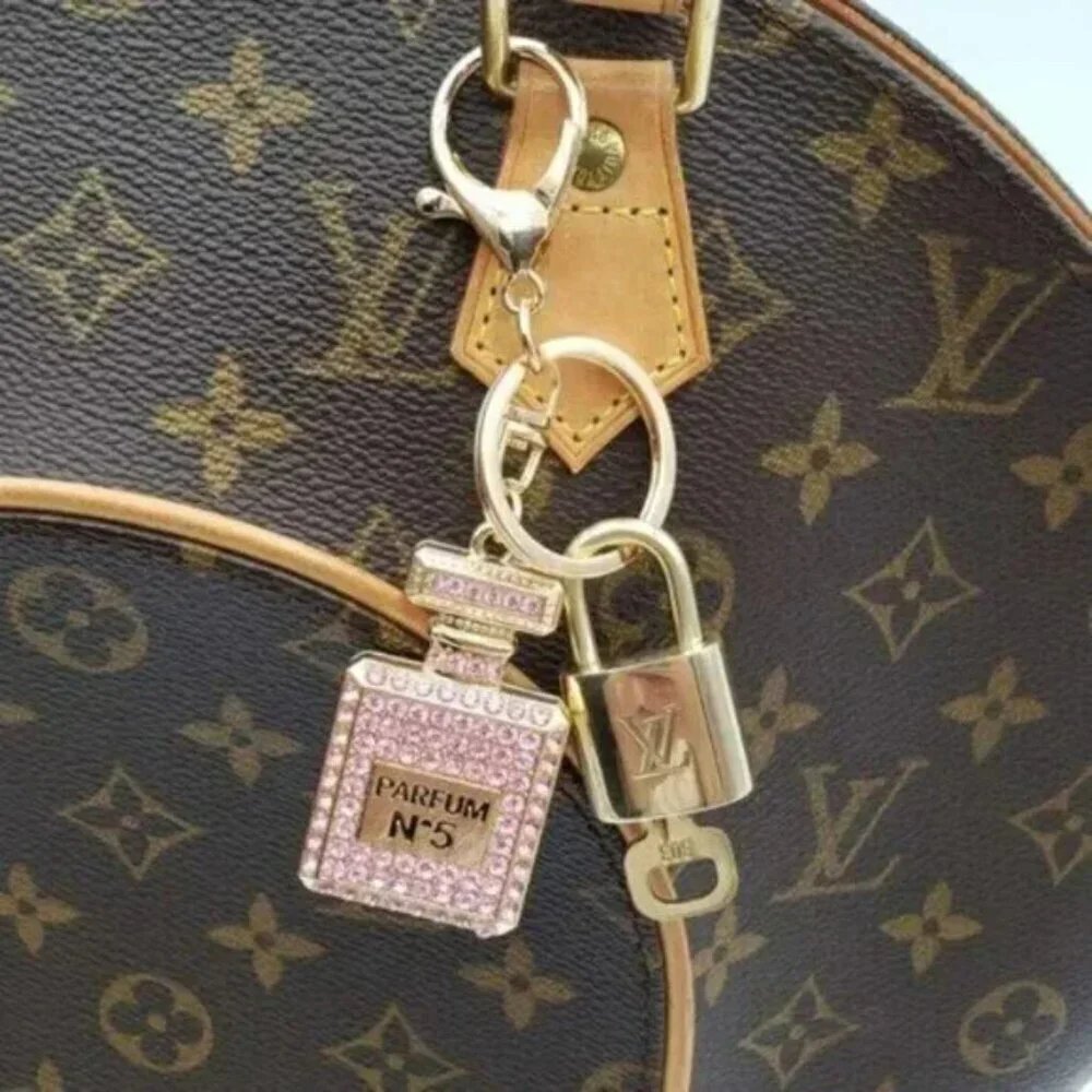 LV Authentic Gold Padlock 🔒 Key Set w/ Unbranded N5 Bottle Keychain Charm
